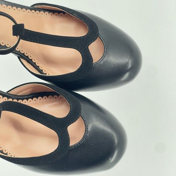 Brinley Co. Olina Black Faux Leather T-Strap Mary Jane Heels 8.5 NIB - Picture 13 of 16